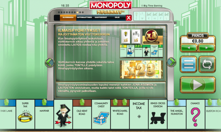 Monopoly Megaways Bonukset