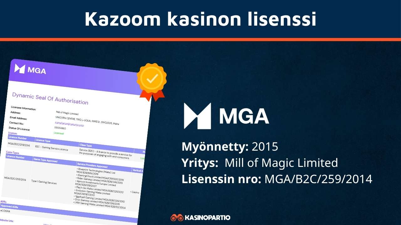 Kazoom kasinon lisenssi