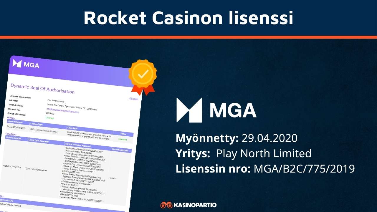 Rocket casinon lisenssi