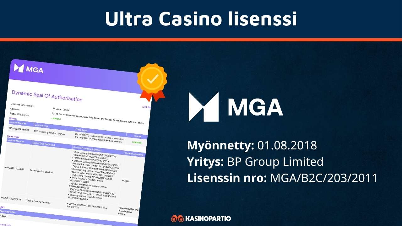 Ultra Casino lisenssi