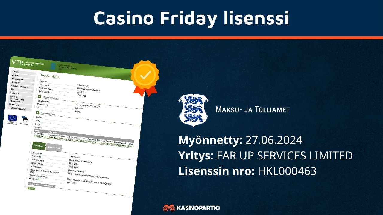 Casino Friday lisenssi