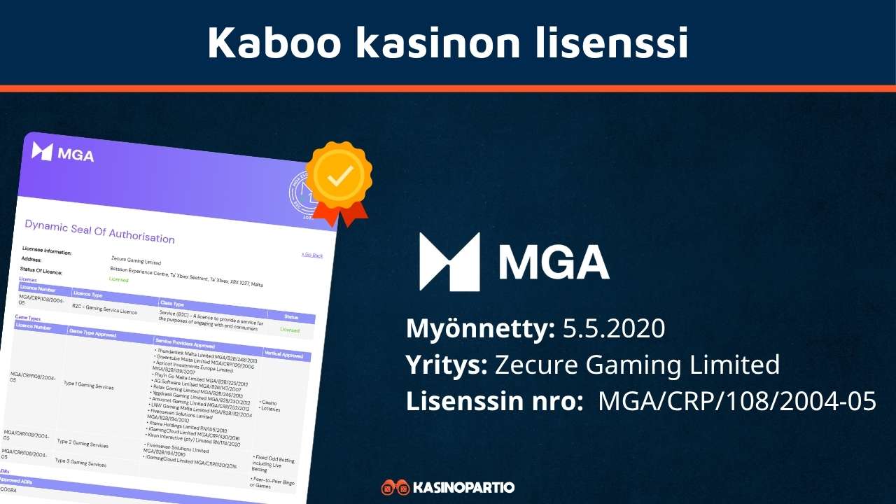 kaboo kasinon lisenssi