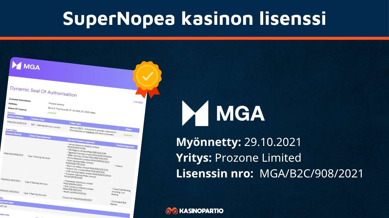 SuperNopea kasinon lisenssi