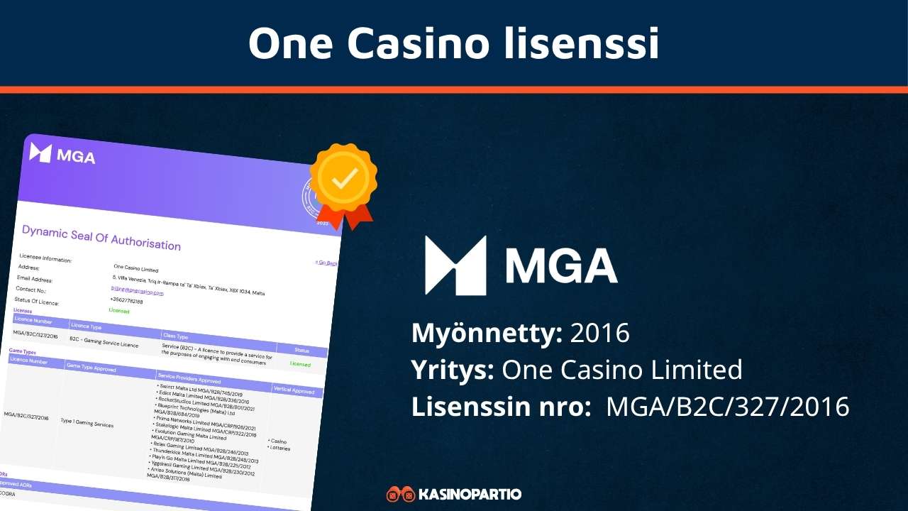 One Casino lisenssi