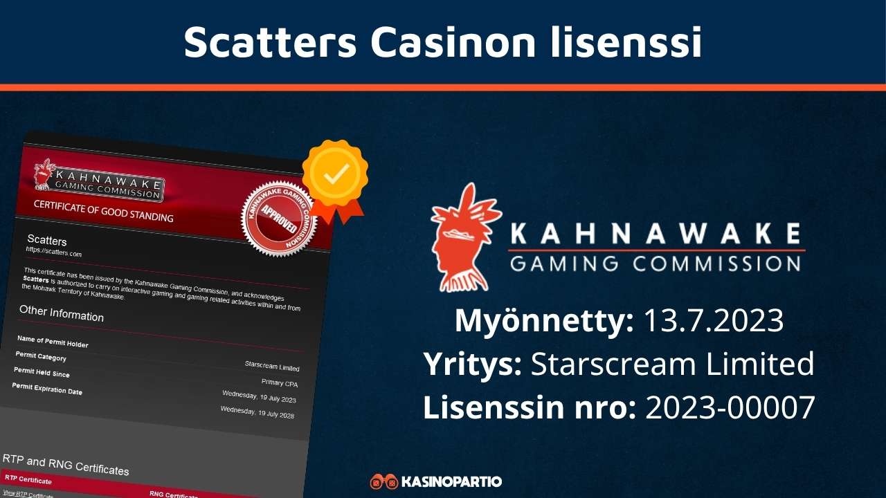 Scatters Casinon lisenssi