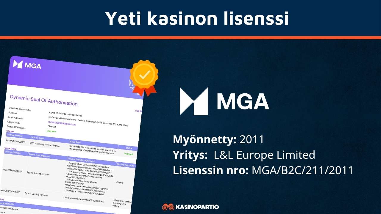 Yeti kasinon lisenssi