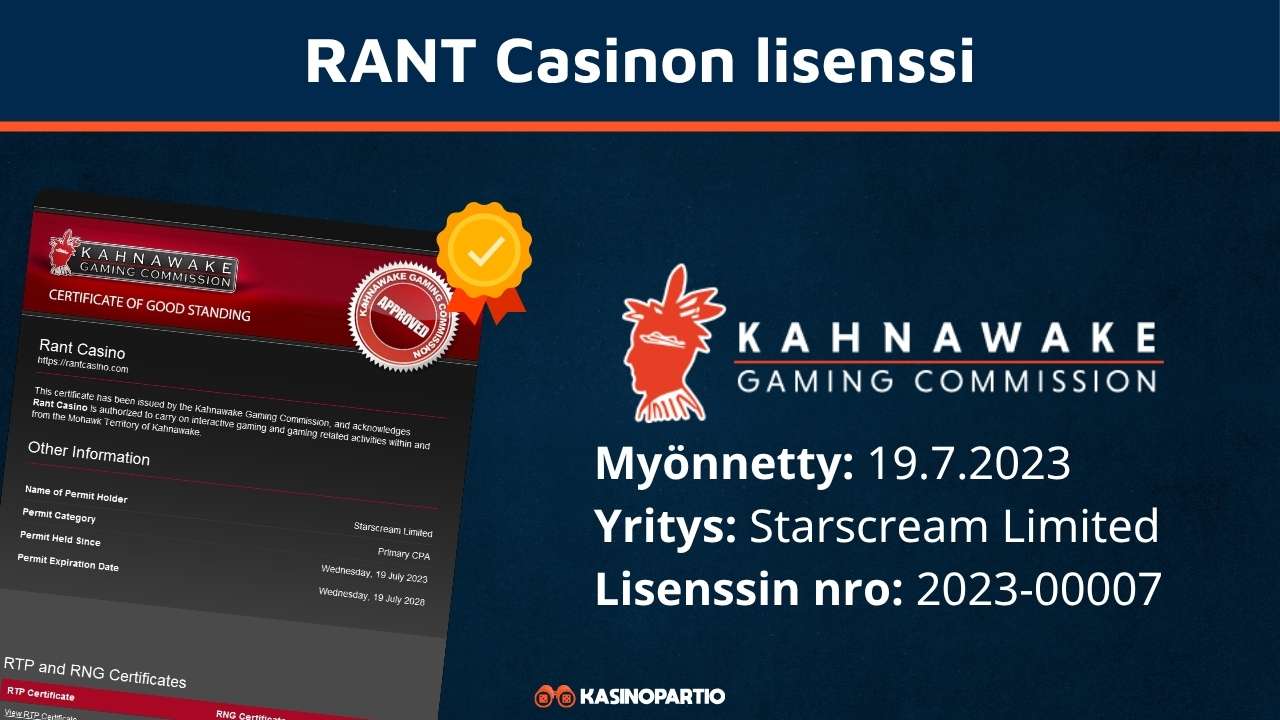 Rant casinon lisenssi