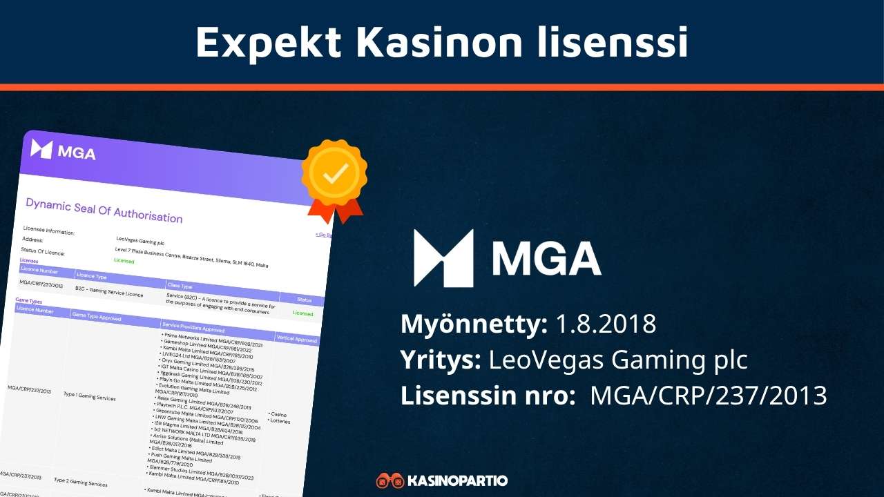 expekt kasinon lisenssi