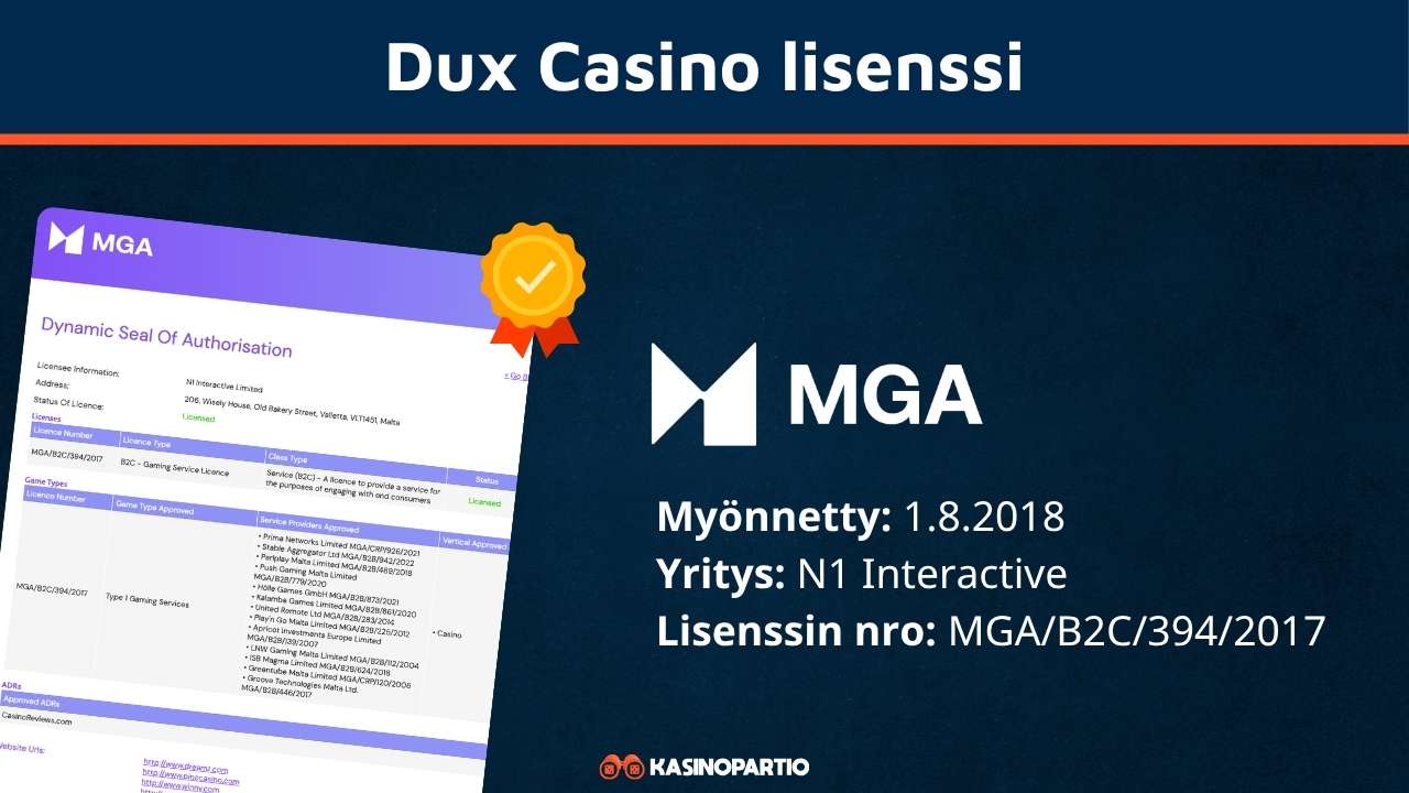 Dux Casino lisenssi