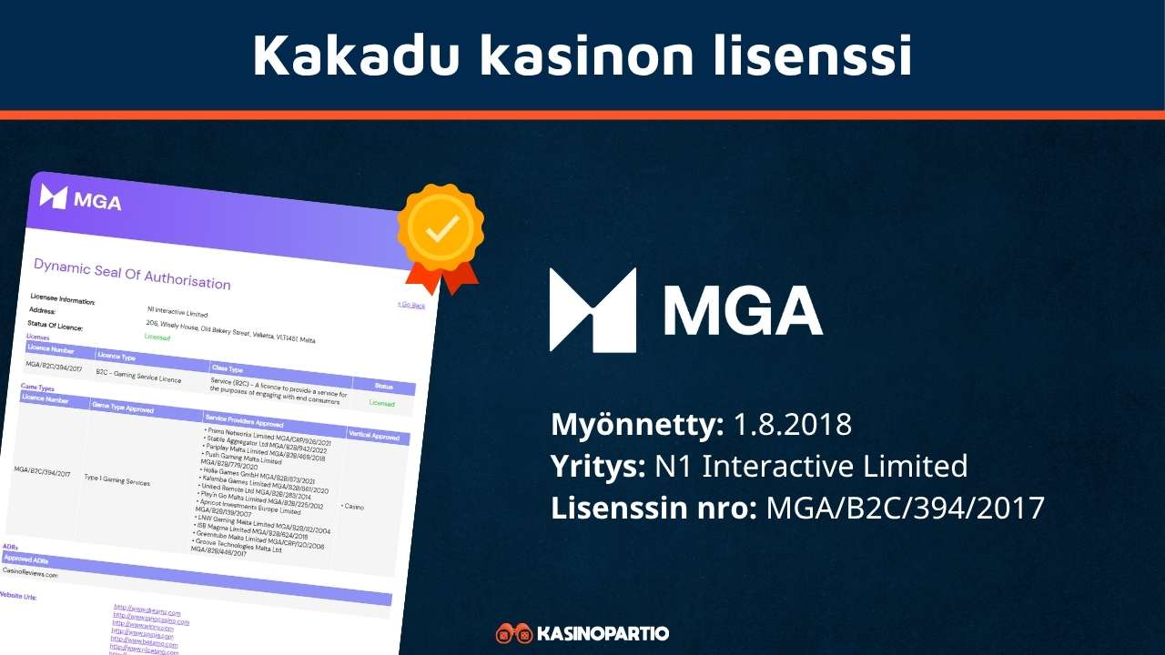 Kakadu kasinon lisenssi