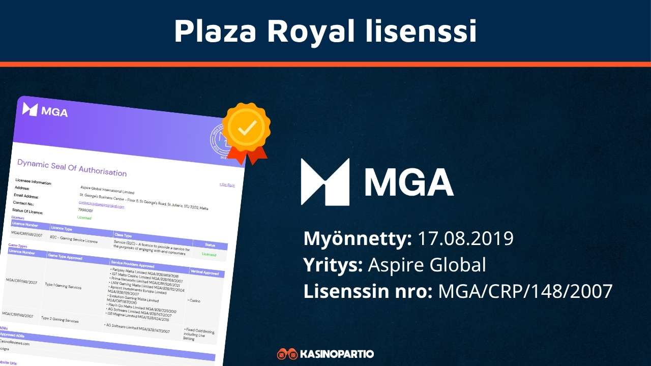 Plaza Royal kasinon lisenssi