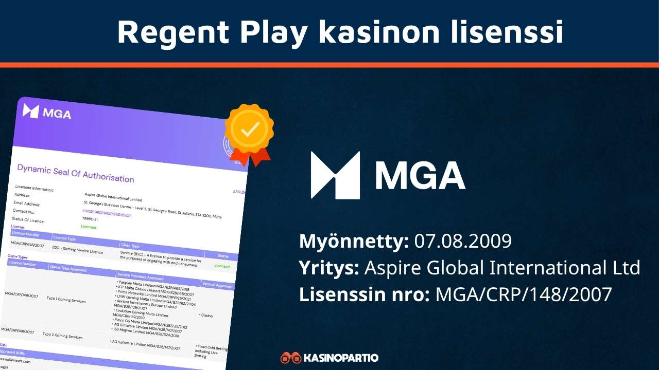 Regent Play kasinon lisenssi