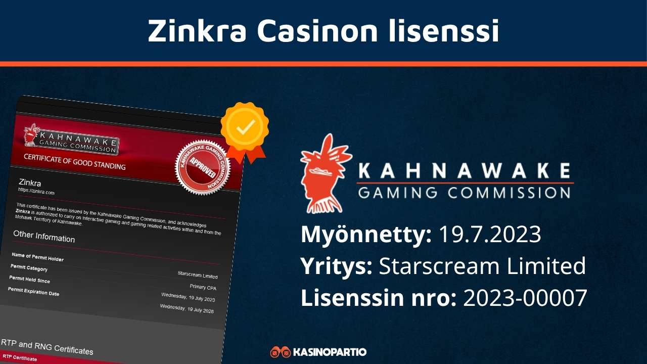 Zinkra casinon lisenssi