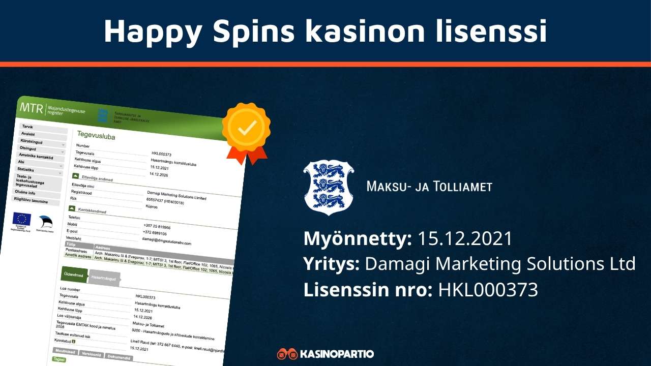 Happy Spins kasinon lisenssi