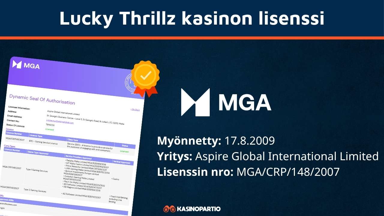 Lucky Thrillz kasinon lisenssi
