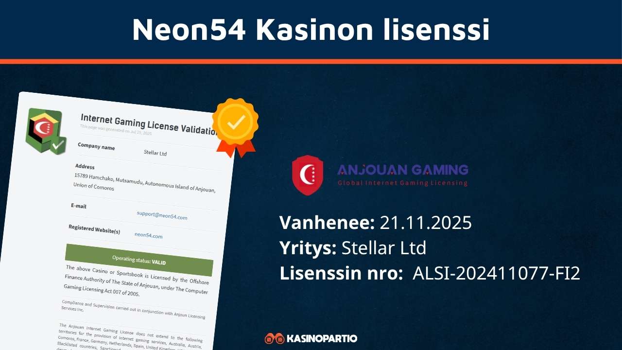 Neon54 kasinon lisenssi