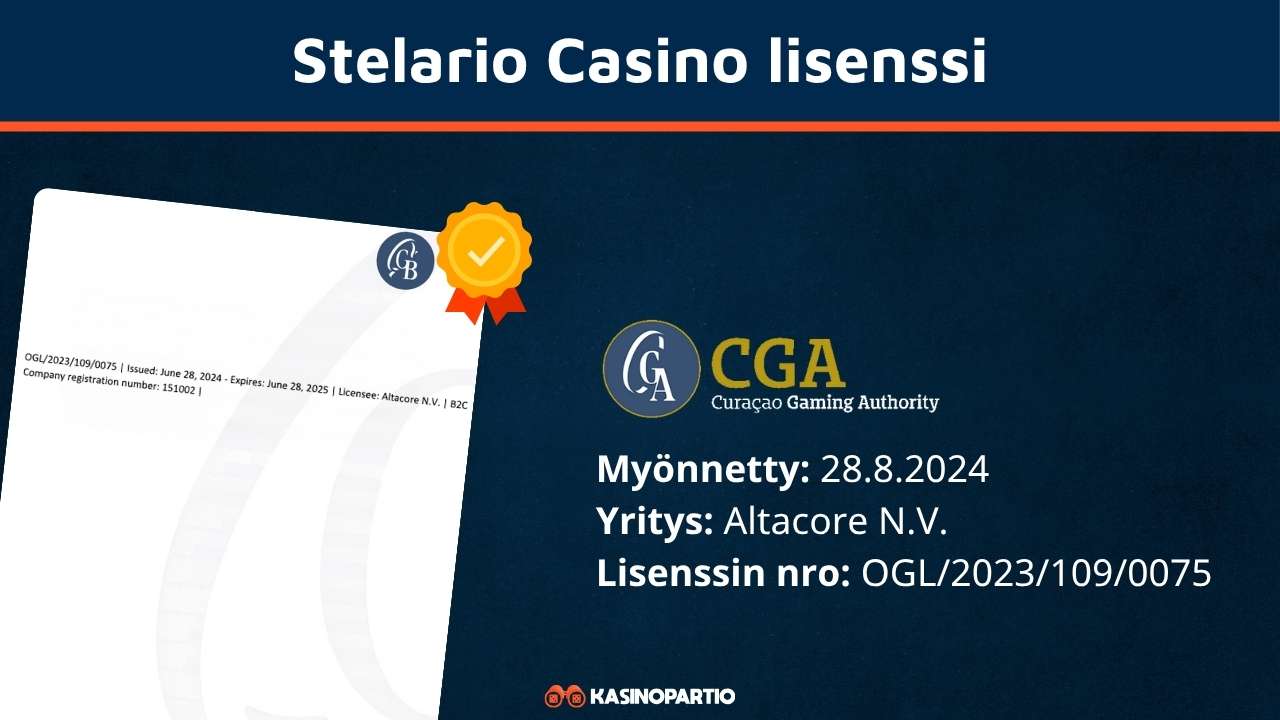 Stelario Casino lisenssi
