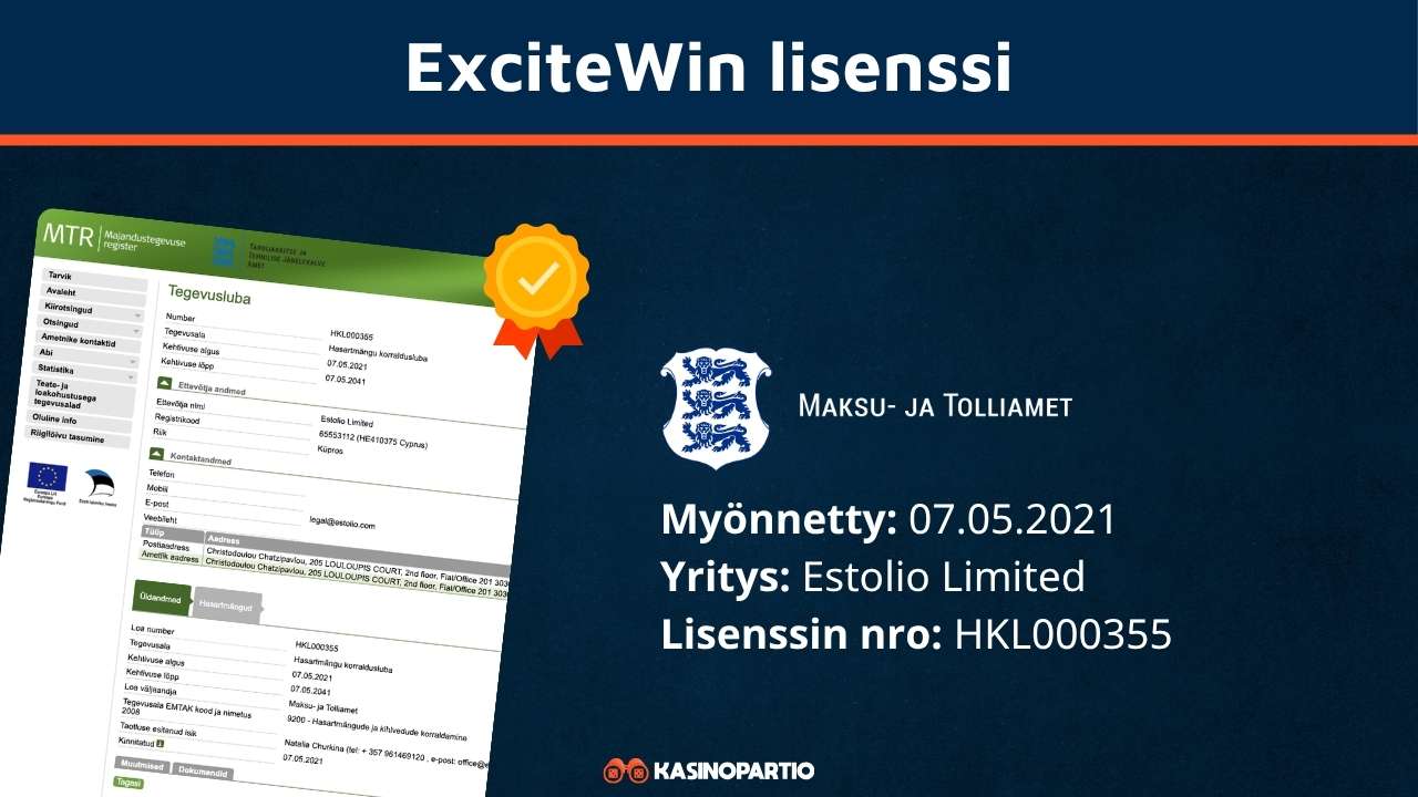 ExciteWin Casino lisenssi