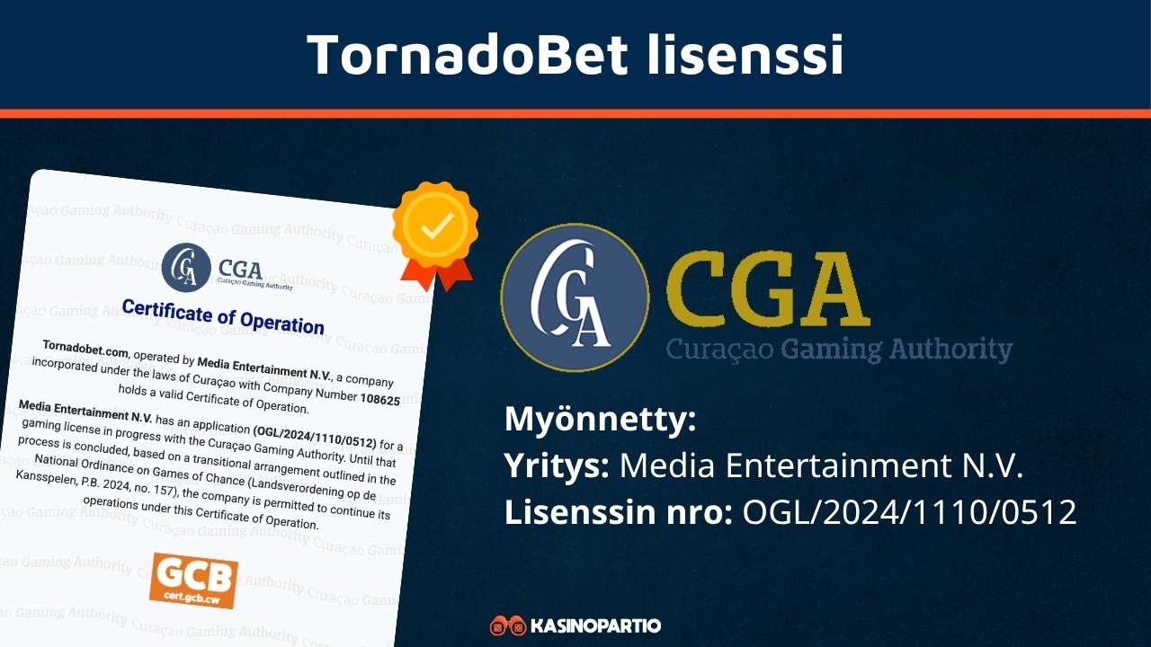 TornadoBet lisenssi