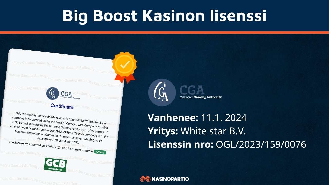big boost casinon lisenssi