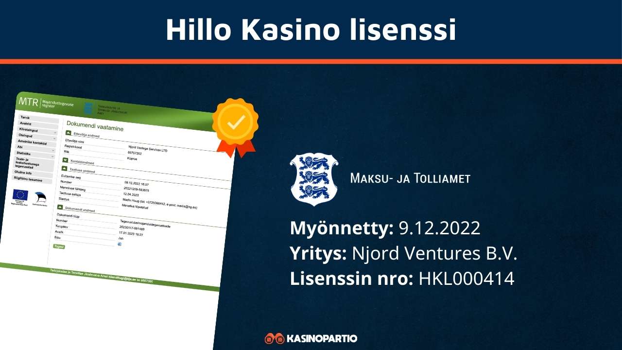 Hillo Casino lisenssi