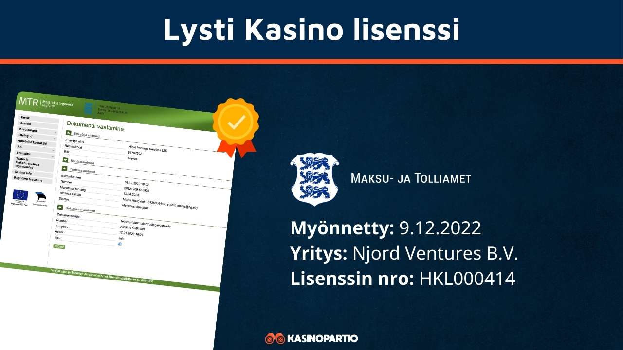 Lysti Casino lisenssi