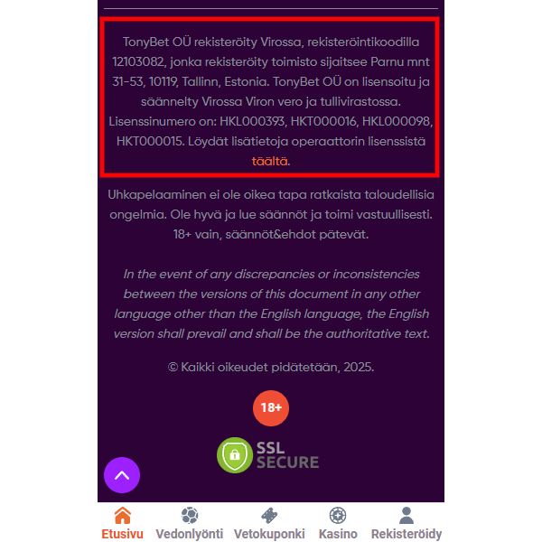 Kuva miten Viron lisenssin löytää kasinolta
