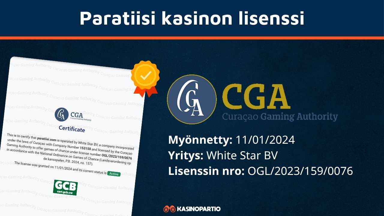 Paratiisi kasinon lisenssi