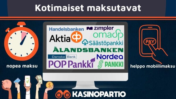 Suomalaisilta kasinoilta löytyy aina kotimaisia maksutapoja.