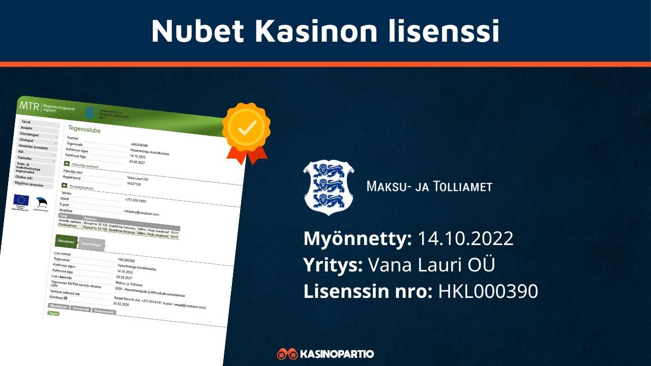 Nubet kasinon lisenssi