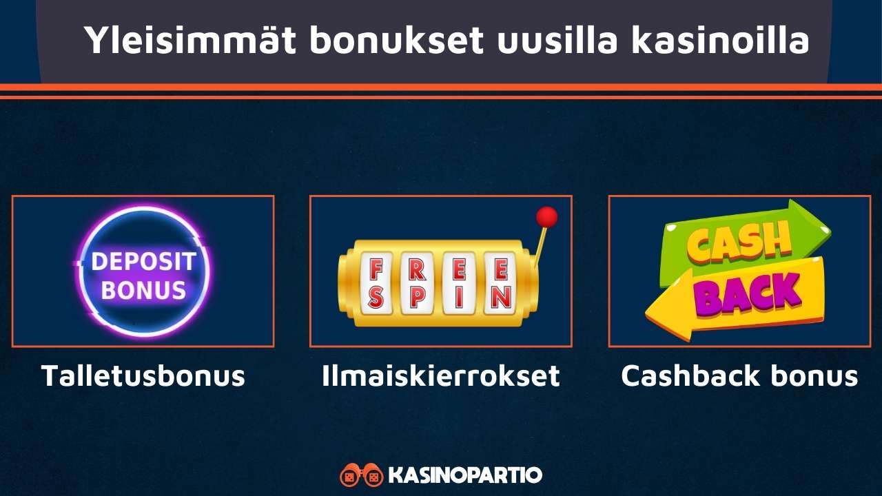 uusi nettikasino tarjoaa yleensä näitä bonuksia