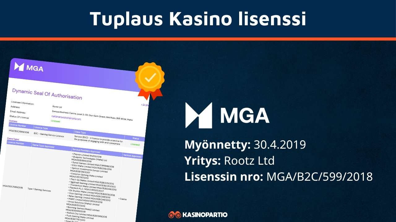 Tuplaus casino lisenssi