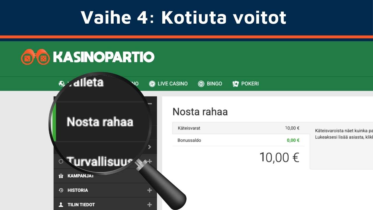 kotiuta voitot netticasinolta
