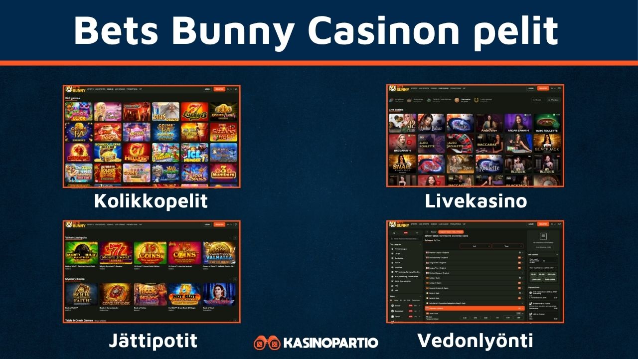 Pelivalikoima Bets Bunny Casinolla