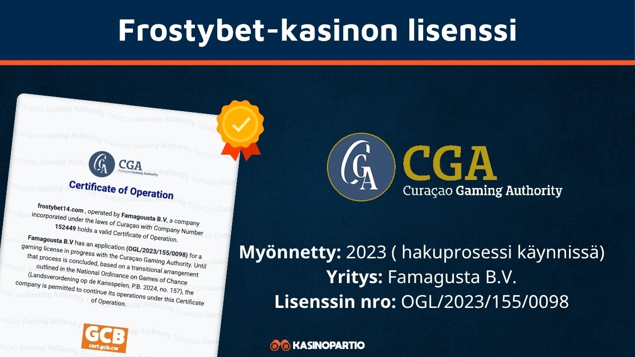 Frostybet -kasinon pelilisenssi