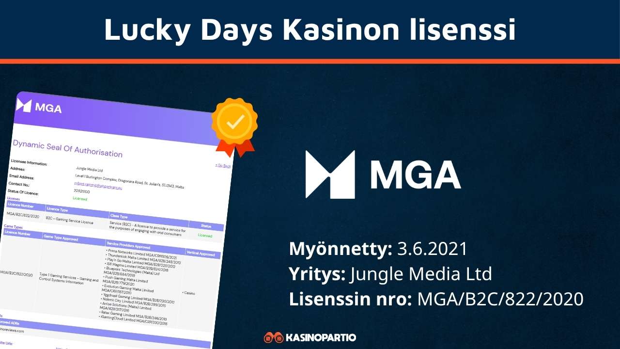 Lucky Days Kasinon lisenssi