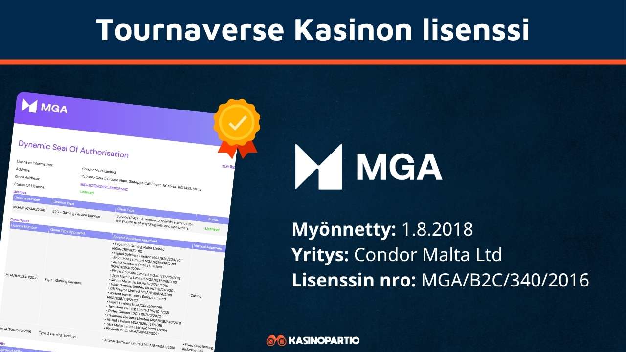 Tournaverse-kasinon lisenssi