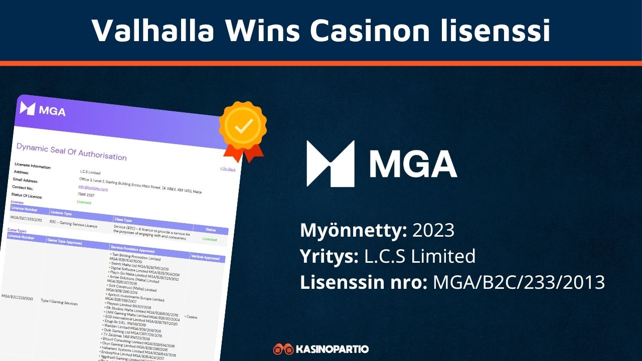 Valhalla Wins Casinon lisenssi.