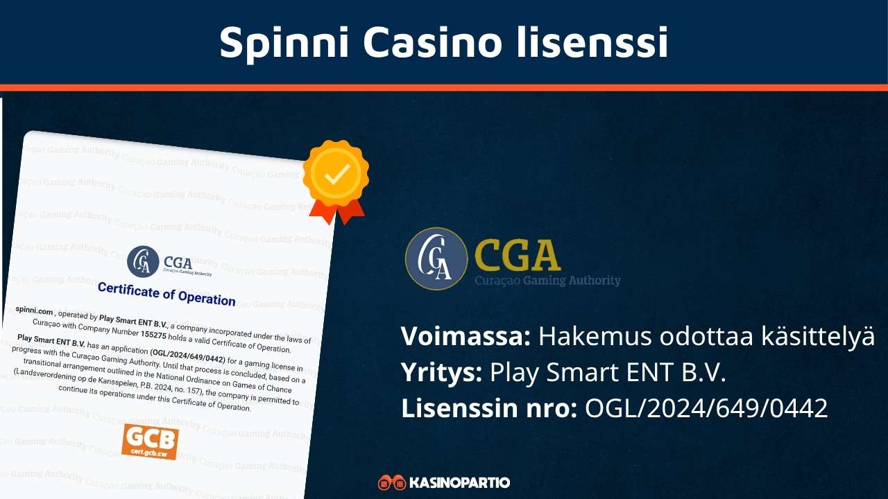 Spinni Kasinon lisenssi
