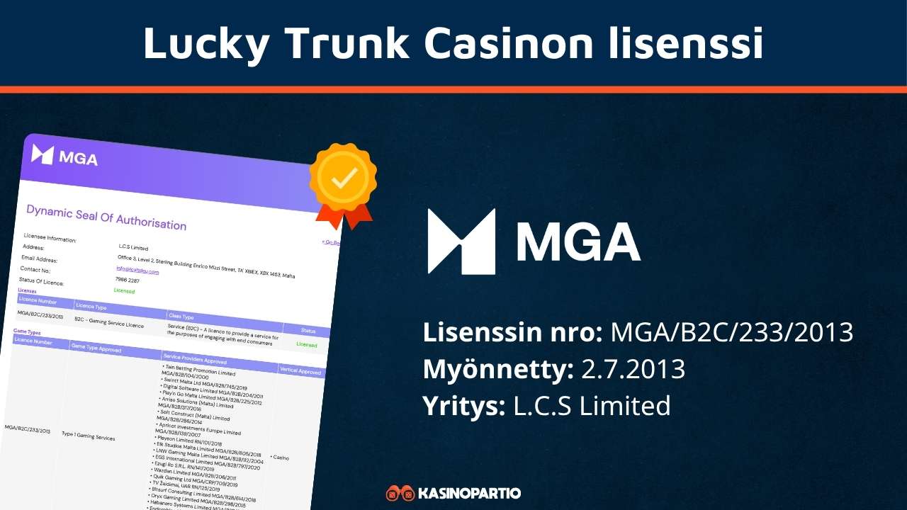 Lucky Trunk -kasinon lisenssi