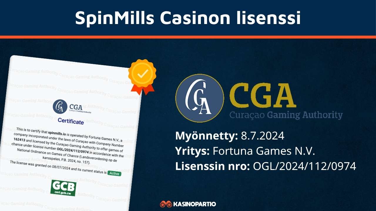 SpinMills-kasinon lisenssi