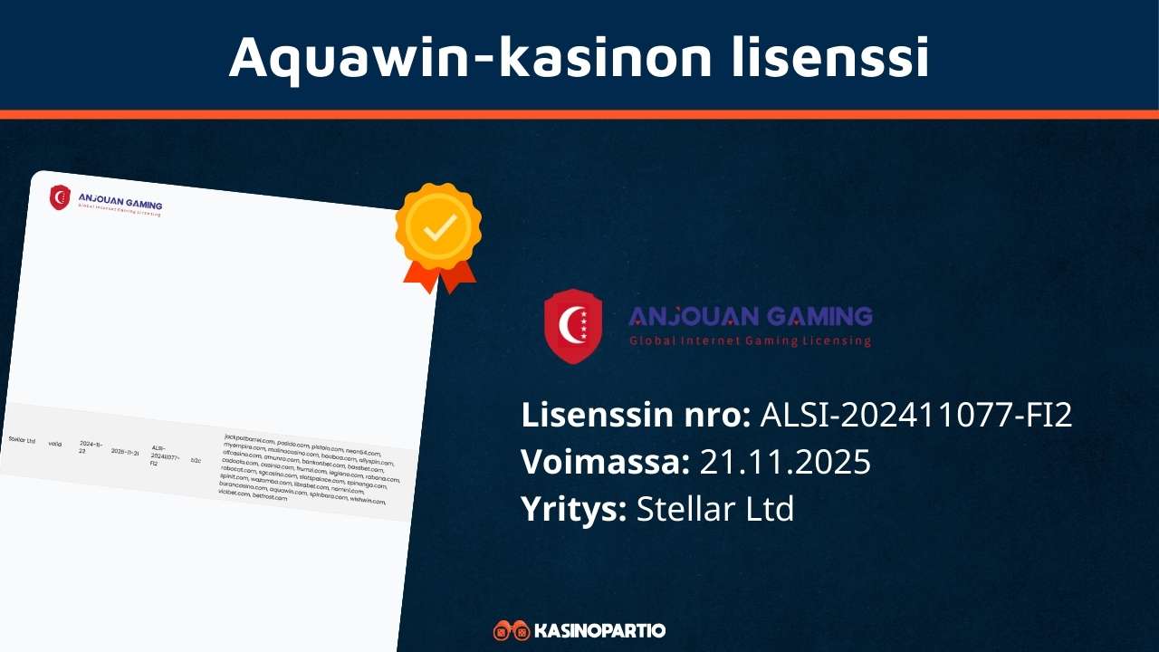 Aquawin Kasinon lisenssi