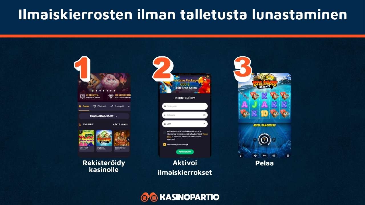 Ilmaiskierrokset ilman talletusta lunastetaan näin