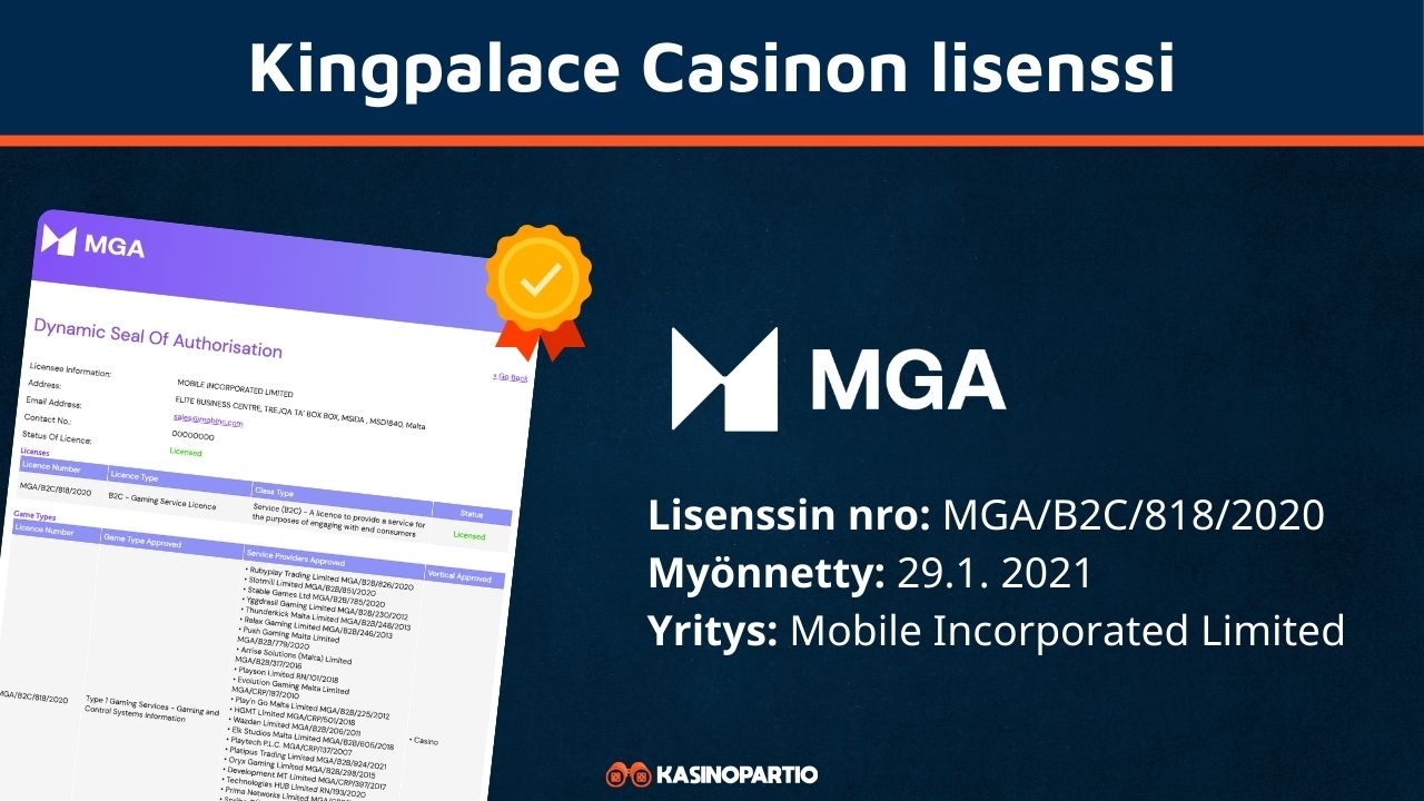 KingPalace Casinon lisenssi