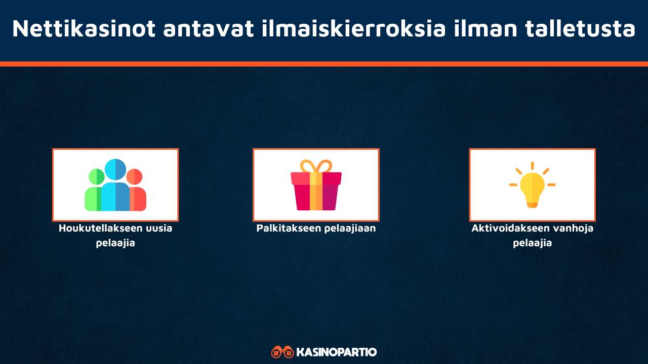 Ilmaiskierroksia ilman talletusta annetaan näistä syistä