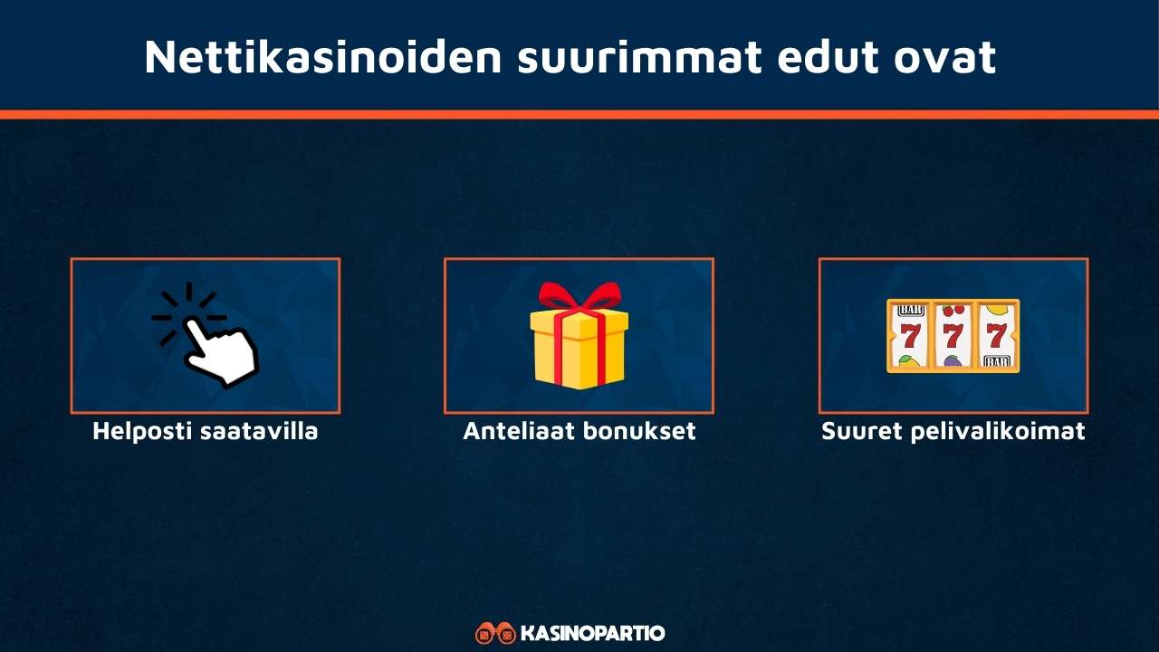 Nettikasinoiden suurimmat edut