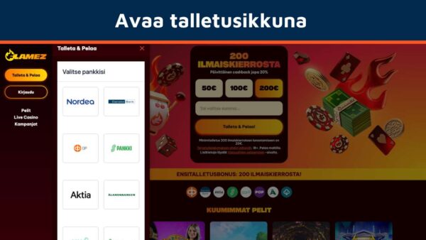 Avaa Pnp-kasinon talletusikkuna