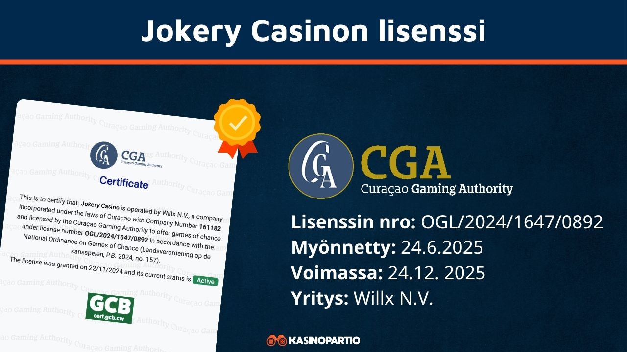 Jokery Casinon lisenssi