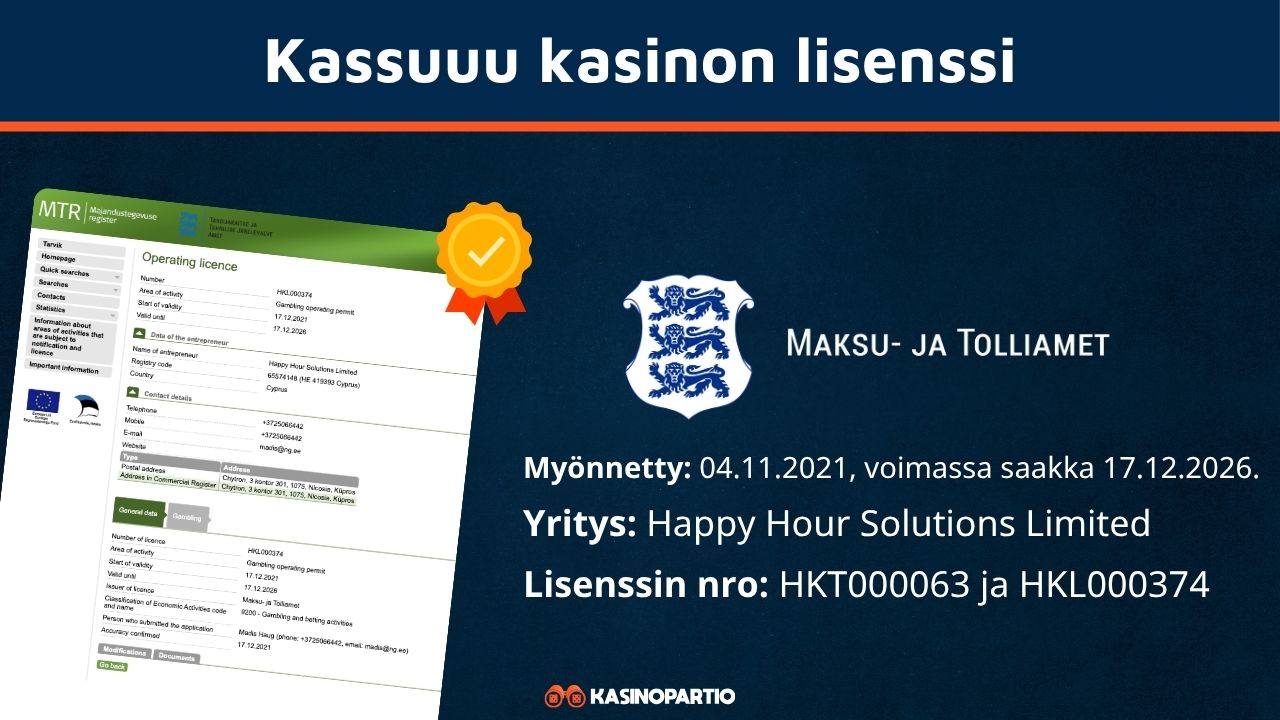 Kassuuu Casinon lisenssi