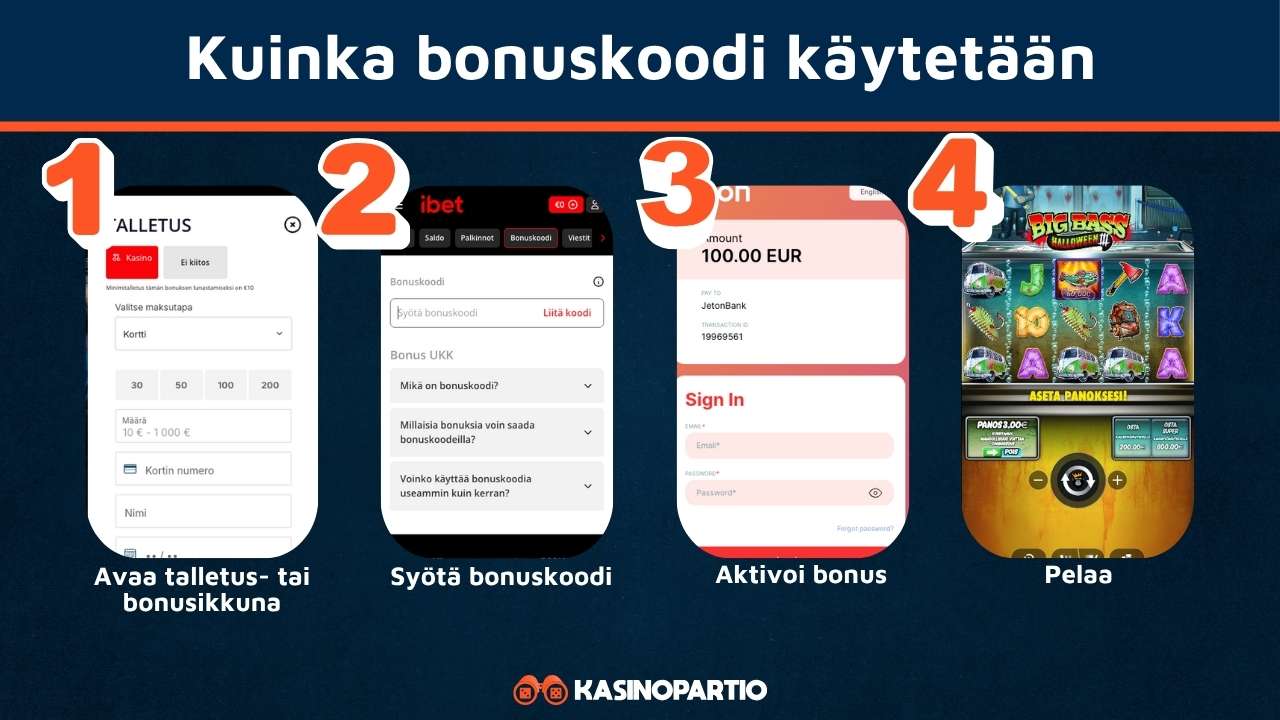 Bonuskoodit käytetään näin
